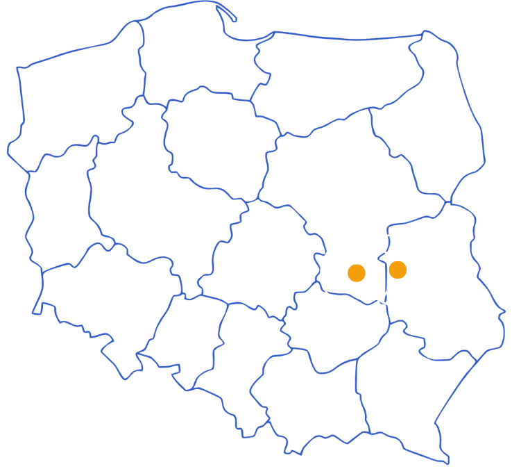 Mapa obszaru działania dobramy.pl - Radom, Puławy, Zwoleń